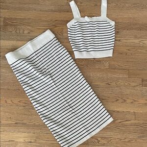 Striped Black and White Knit Set